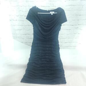 Vintage Sophia Size 4 Black Animal Ruffle Sequin Dress